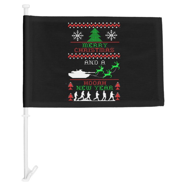 Merry Christmas Army New Year Car Flag (Front)