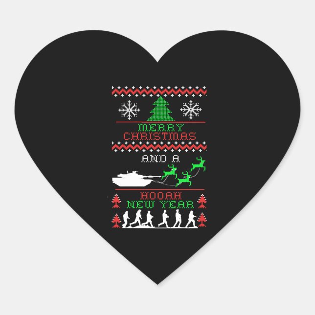 Merry Christmas Army New Year Heart Sticker (Front)