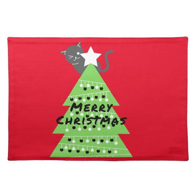 Merry Christmas Art Print Cloth Placemat (Front)