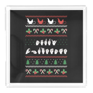 Merry Christmas - ASL American Sign Language I Acrylic Tray