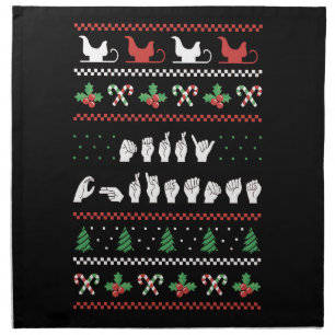Merry Christmas - ASL American Sign Language I Cloth Napkin