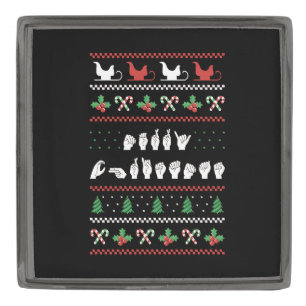 Merry Christmas - ASL American Sign Language I Gunmetal Finish Lapel Pin