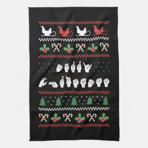Merry Christmas - ASL American Sign Language I Kitchen Towel
