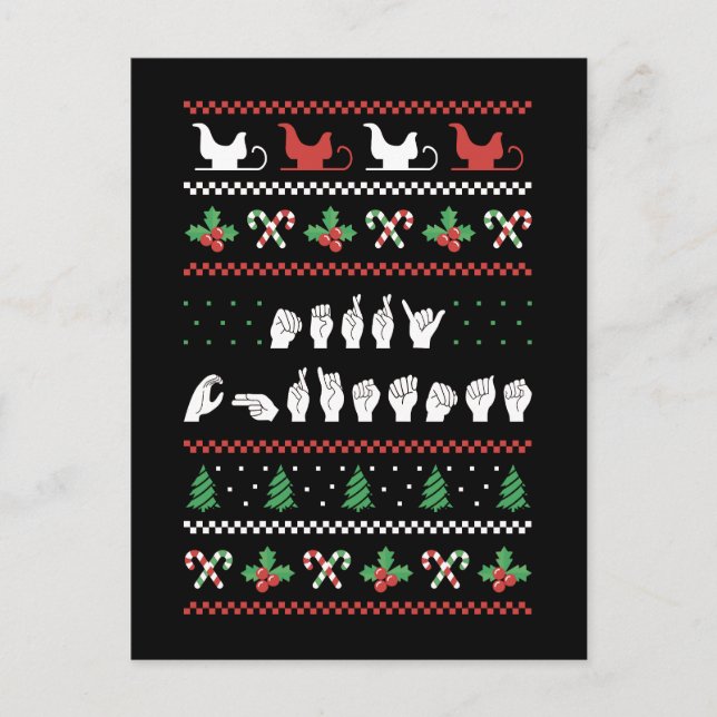 Merry Christmas - ASL American Sign Language I Postcard (Front)