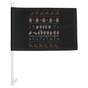 Merry Christmas - ASL American Sign Language II Car Flag