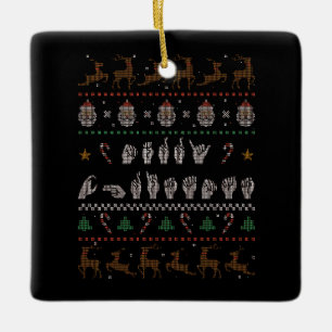 Merry Christmas - ASL American Sign Language II Ceramic Ornament