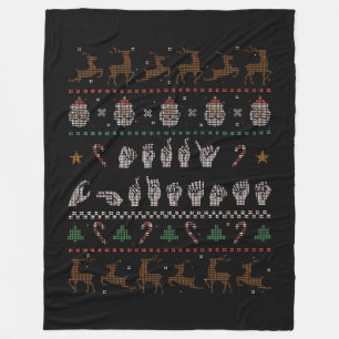 Merry Christmas - ASL American Sign Language II Fleece Blanket