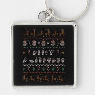 Merry Christmas - ASL American Sign Language II Keychain