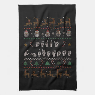 Merry Christmas - ASL American Sign Language II Kitchen Towel