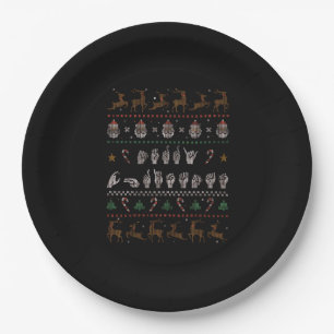 Merry Christmas - ASL American Sign Language II Paper Plates