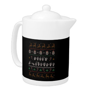 Merry Christmas - ASL American Sign Language II Teapot