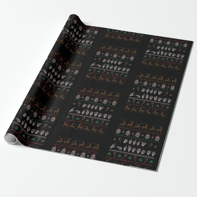 Merry Christmas - ASL American Sign Language II Wrapping Paper (Unrolled)