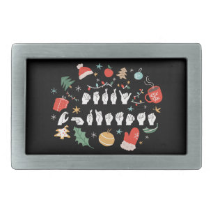 Merry Christmas - ASL American Sign Language III Belt Buckle
