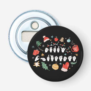 Merry Christmas - ASL American Sign Language III Bottle Opener
