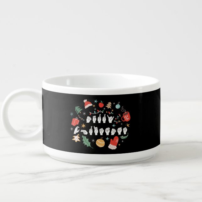 Merry Christmas - ASL American Sign Language III Bowl (Right)