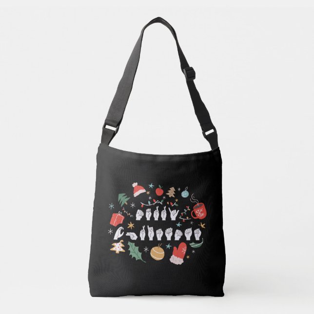 Merry Christmas - ASL American Sign Language III Crossbody Bag (Front)