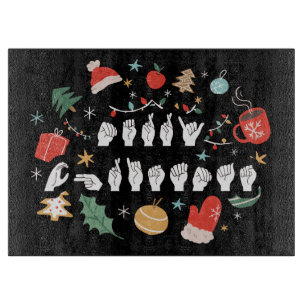 Merry Christmas - ASL American Sign Language III Cutting Board