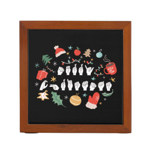 Merry Christmas - ASL American Sign Language III Desk Organizer