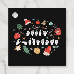 Merry Christmas - ASL American Sign Language III Favor Tags