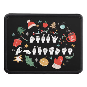 Merry Christmas - ASL American Sign Language III Hitch Cover