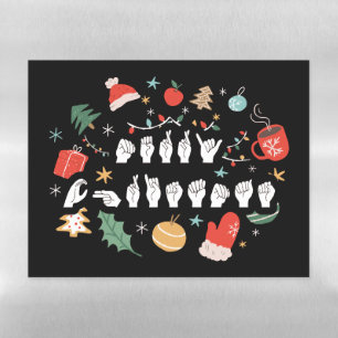 Merry Christmas - ASL American Sign Language III Magnetic Dry Erase Sheet
