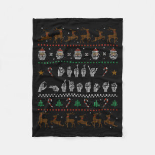 Merry Christmas Asl Sign Language Deaf Pride Sped Fleece Blanket