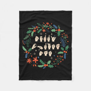 Merry Christmas Asl Sign Language Deaf Sped Women Fleece Blanket