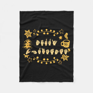 Merry Christmas Asl Sign Language Deaf Sped Women Fleece Blanket