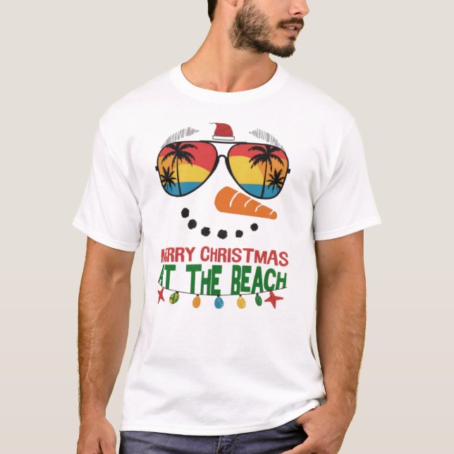 Merry Christmas At The Beach Tropical Hawaii  T-Shirt (Front)