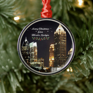 "Merry Christmas," Atlanta, Georgia, Metal Ornament