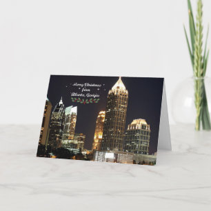 "Merry Christmas," Atlanta, Georgia Skyline Card