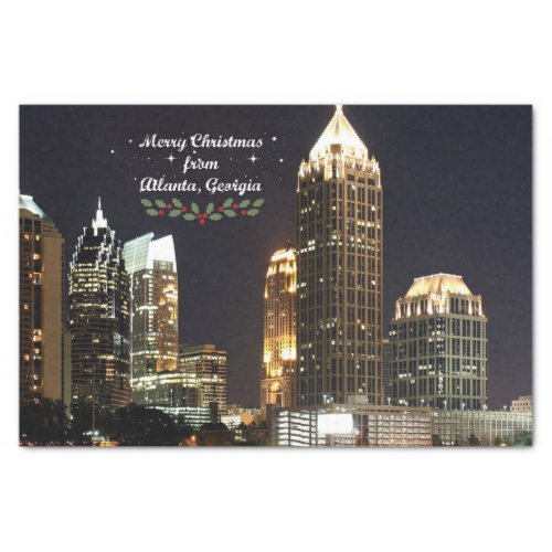 Merry Christmas Atlanta Georgia Skyline Tissue Paper