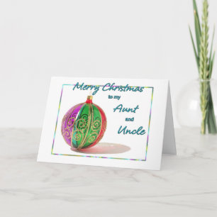 Merry Christmas Aunt and Uncle Multicolored Glass  Holiday Card