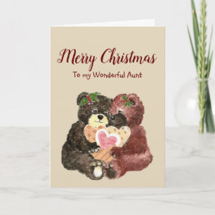 Merry Christmas Aunt Best Gift Cute Bear Holiday Card