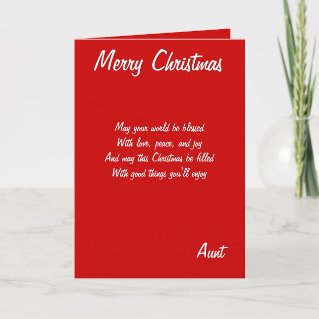 Merry Christmas Aunt cards (Front)