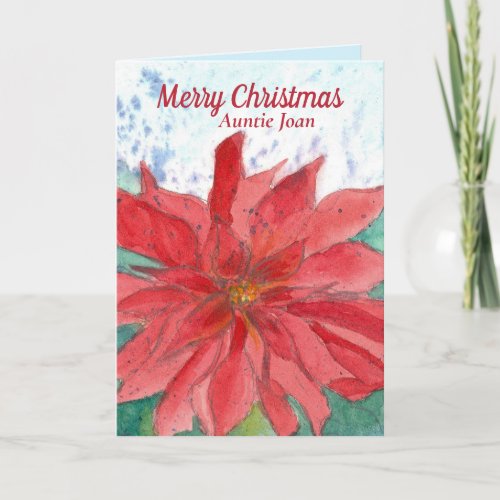 Merry Christmas Aunt Custom Name Poinsettia Card