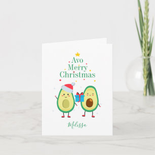 Merry Christmas Avocado Personalized Illustration Note Card