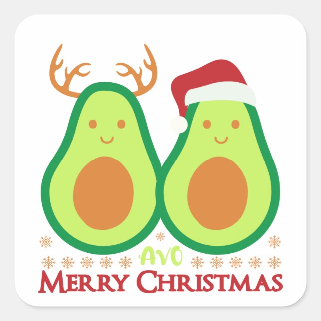 Merry Christmas Avocado  Square Sticker (Front)