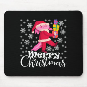 Merry Christmas Axolotl Funny Christmas Snowflakes Mouse Pad