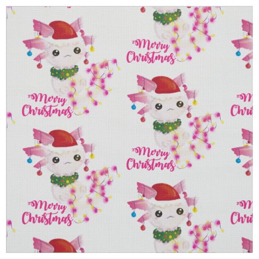 merry christmas axolotl santa fabric
