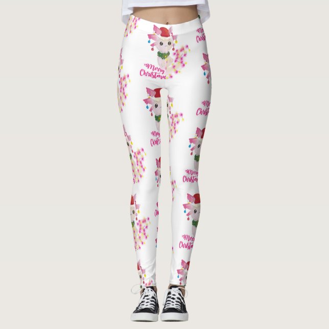 merry christmas axolotl santa leggings (Front)