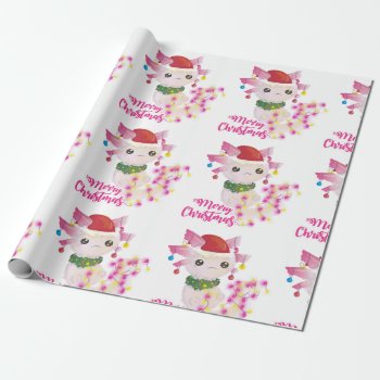 Merry Christmas Axolotl Santa Wrapping Paper by funnychristmas at Zazzle