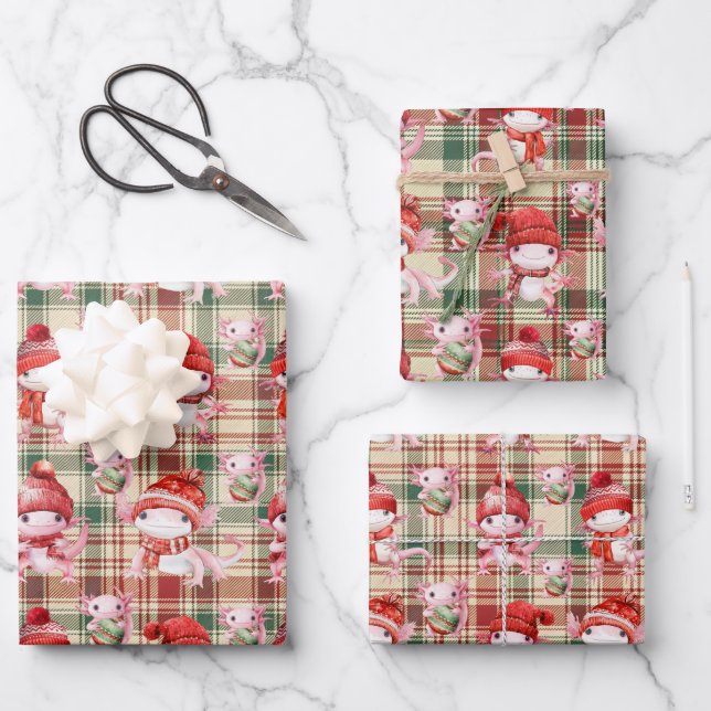 Merry Christmas Axolotl Wrapping Paper Sheet (Front)