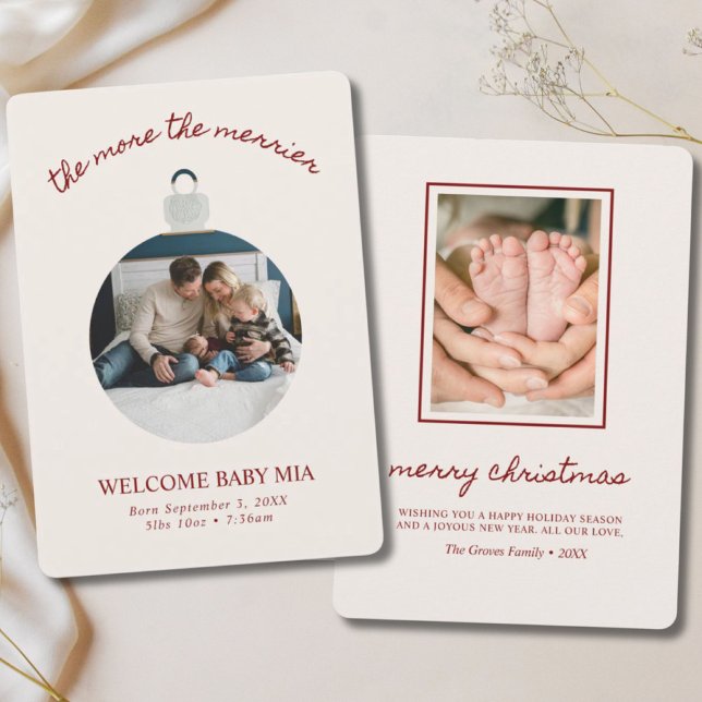 Merry Christmas Baby Announcement 2-Photo Card (Merry Christmas Baby Announcement 2-Photo
)