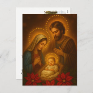 Merry Christmas Baby Jesus Nativity Scene Photo Holiday Postcard