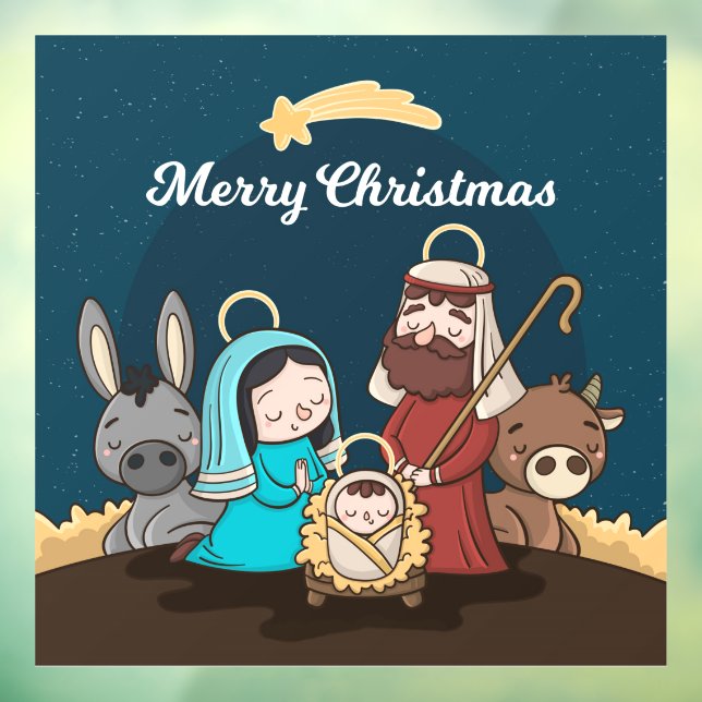 Merry Christmas Baby Jesus Nativity Window Cling (Sheet 3)