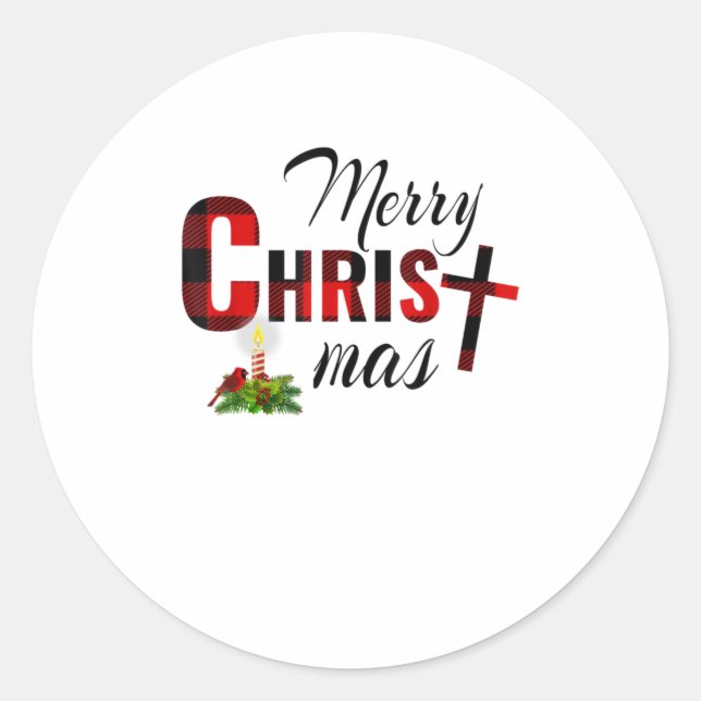 Merry Christmas Baby Jesus Religious Cr Classic Round Sticker (Front)