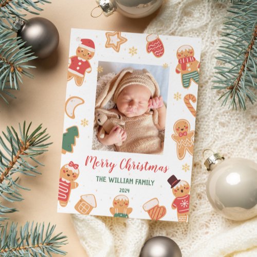 Merry Christmas Baby Photo Holiday Card