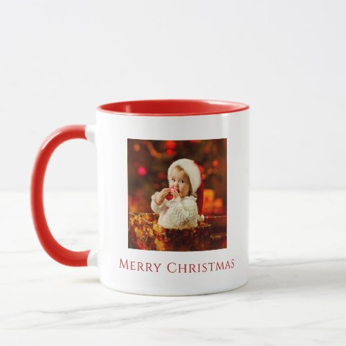 Merry Christmas Baby Photo Santa Hat Festive Mug