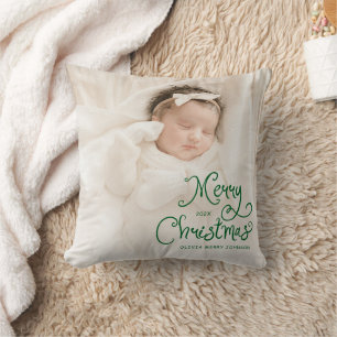 Merry Christmas Baby Photo Throw Pillow